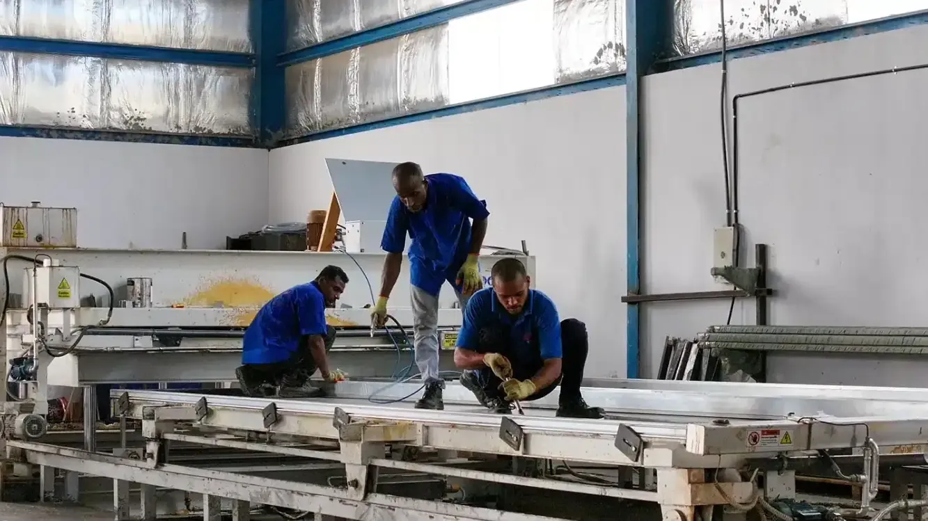 The bench in our Jeddah workshop: every unit is stripped and inspected before it goes back on.