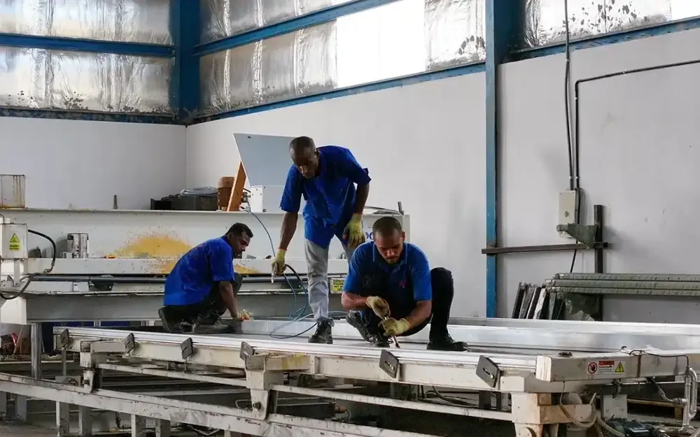 Panels cut to the project's dimensions in the Swarwest workshop before they go to site.
