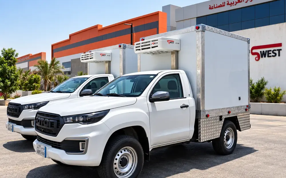 A refrigerated pickup during scheduled service: readings are logged at every visit.
